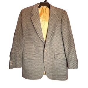 Robert Stock Mens Blazer Jacket Houndstooth Pattern Gold Lined Sport Coat 41L
